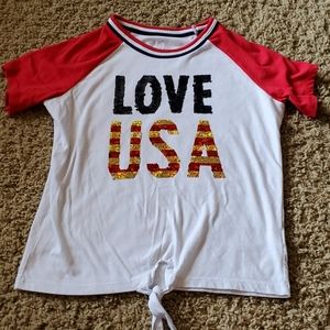 Girl's Children's Place Flip Sequin USA Tee